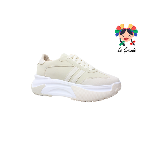 1040 WILDCAT Beige Latte Tenis Casual para Dama