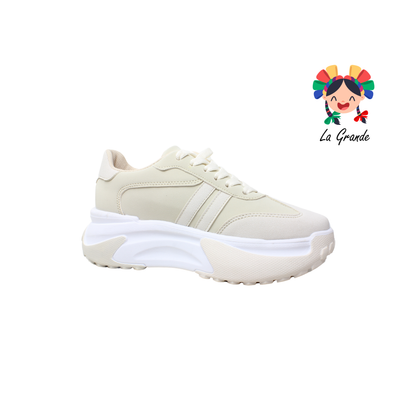 1040 WILDCAT Beige Latte Tenis Casual para Dama