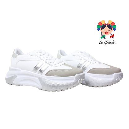 1040 WILDCAT Blanco Plata Tenis Casual para Dama