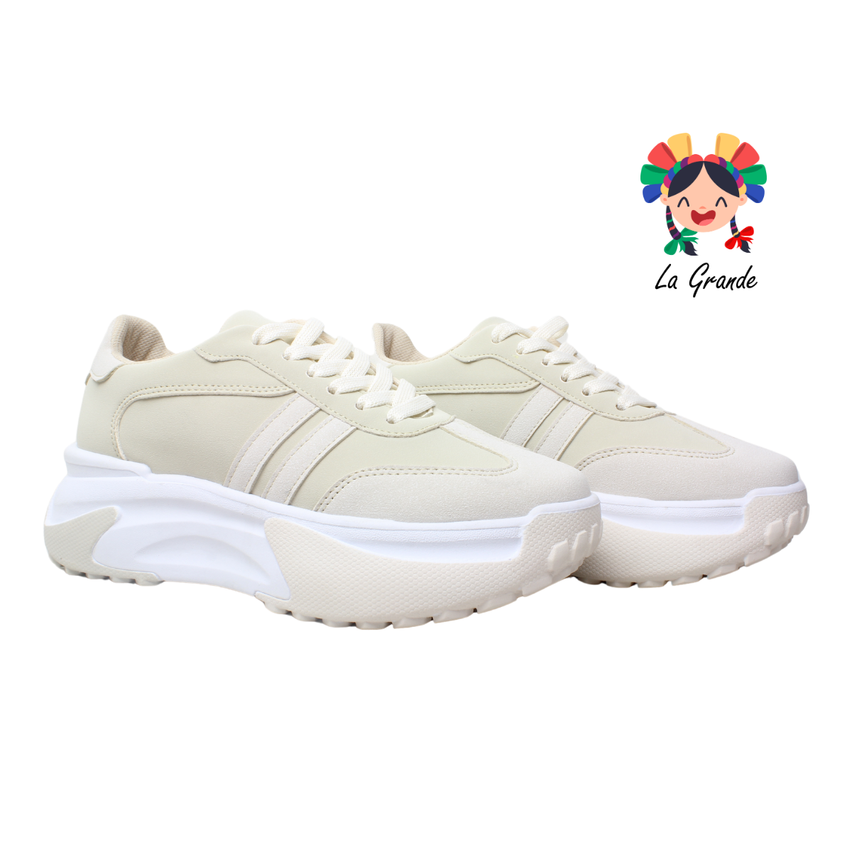 1040 WILDCAT Beige Latte Tenis Casual para Dama