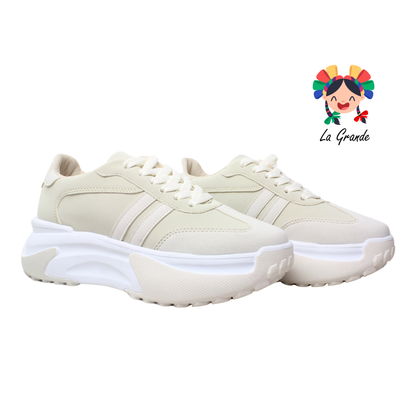 1040 WILDCAT Beige Latte Tenis Casual para Dama