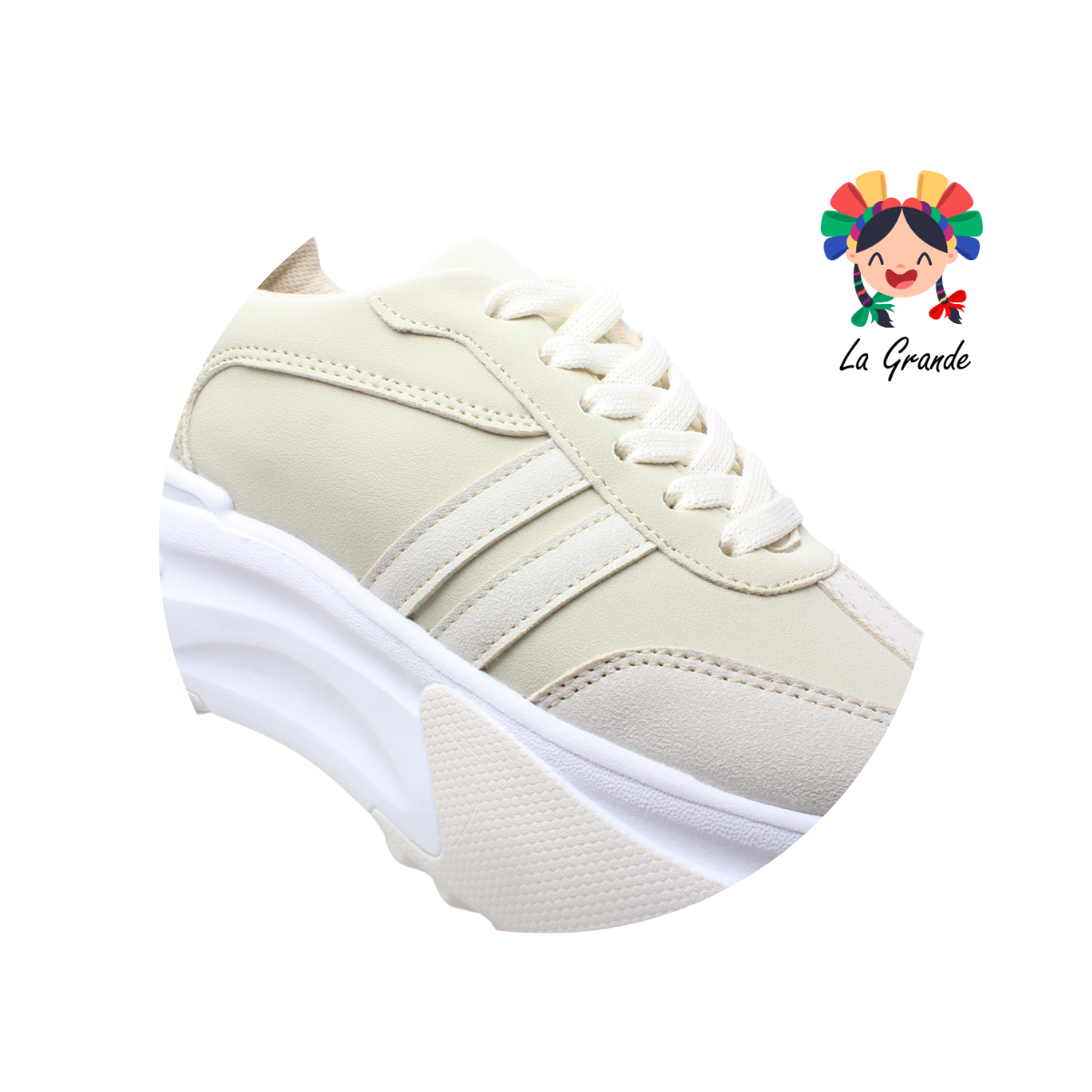 1040 WILDCAT Beige Latte Tenis Casual para Dama