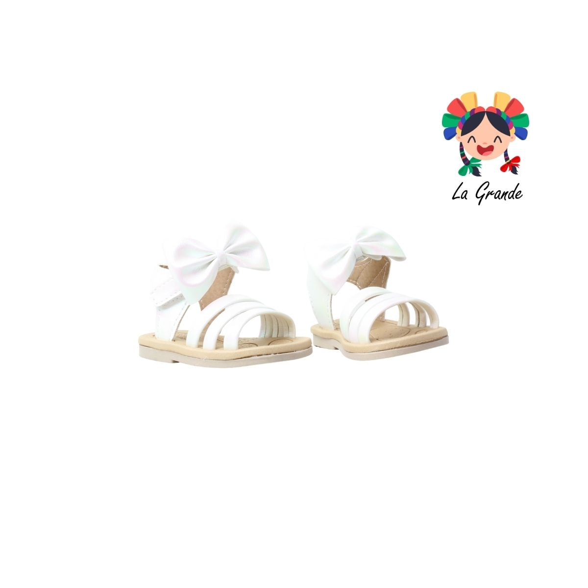 1042 BIBERONES Blanco Rosa Sintético Sandalia para Bebé