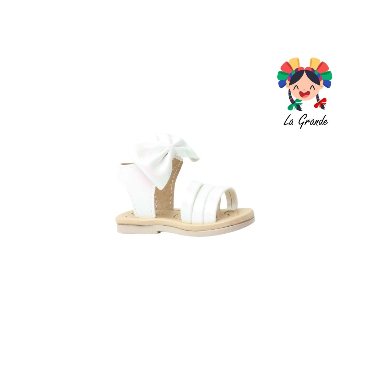 1042 BIBERONES Blanco Rosa Sintético Sandalia para Bebé