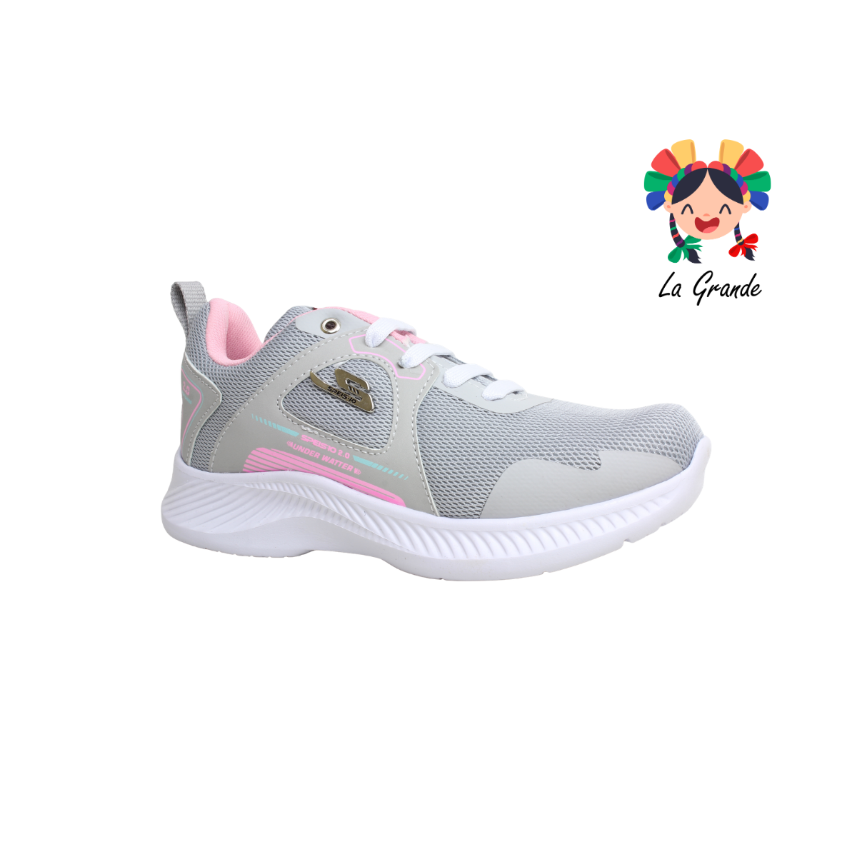 104 SPEIS10 Gris Rosa Tenis Deportivo para Niña y Dama