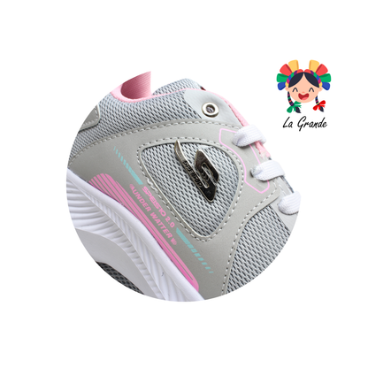 104 SPEIS10 Gris Rosa Tenis Deportivo para Niña y Dama