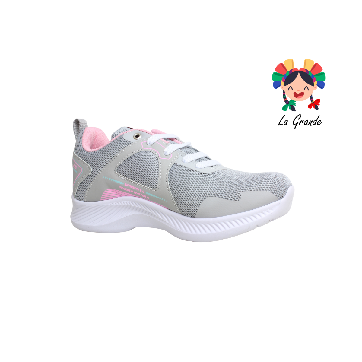 104 SPEIS10 Gris Rosa Tenis Deportivo para Niña y Dama
