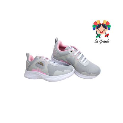 104 SPEIS10 Gris Rosa Tenis Deportivo para Niña y Dama