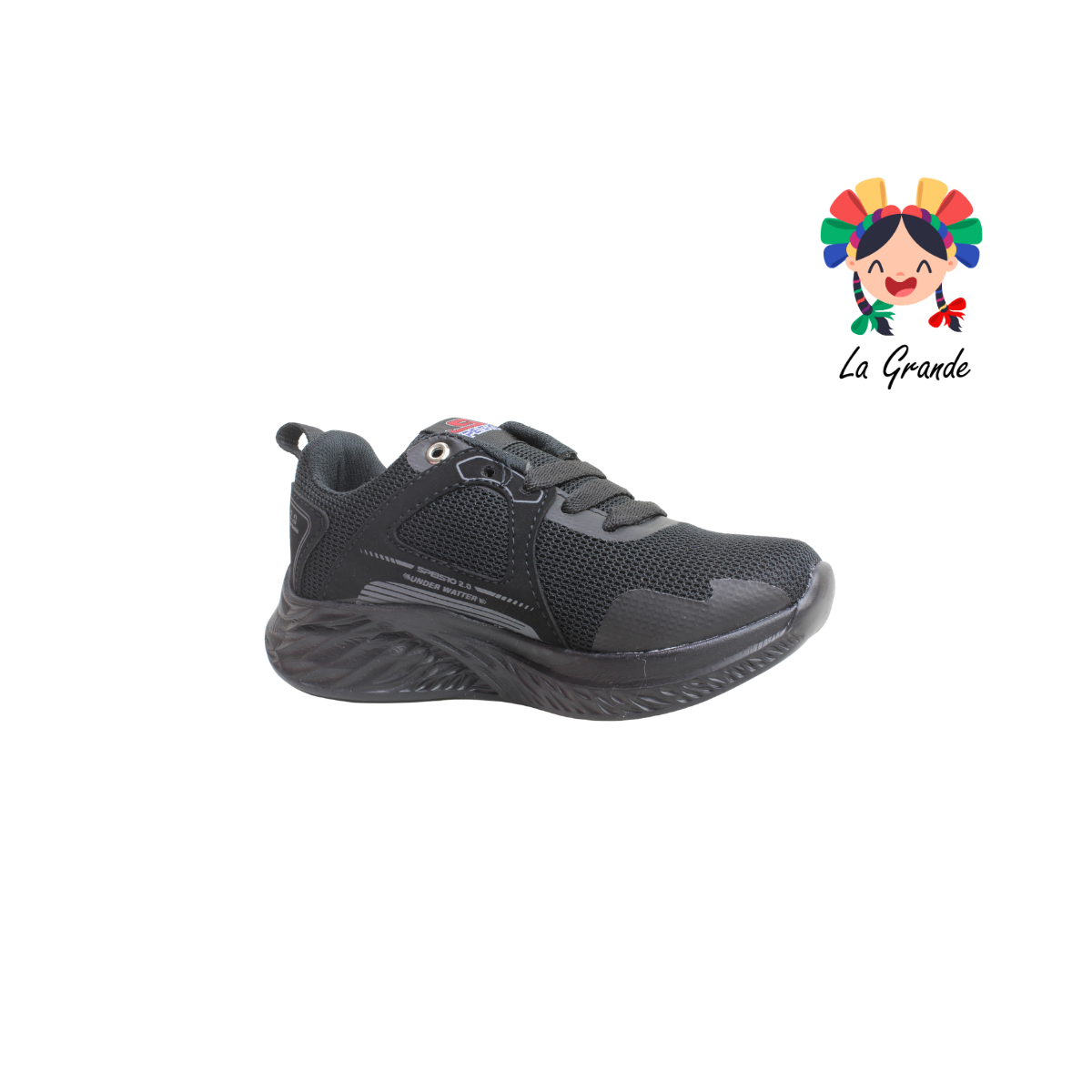 104 SPEIS10 Negro Negro Tenis Deportivo para Niña, Niño, Dama y Joven