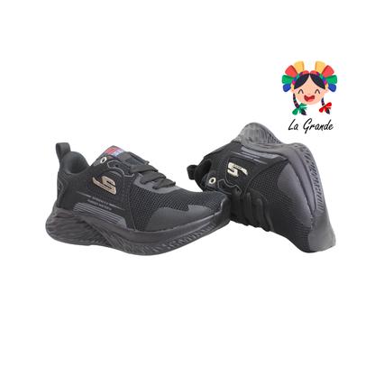 104 SPEIS10 Negro Negro Tenis Deportivo para Niña, Niño, Dama y Joven
