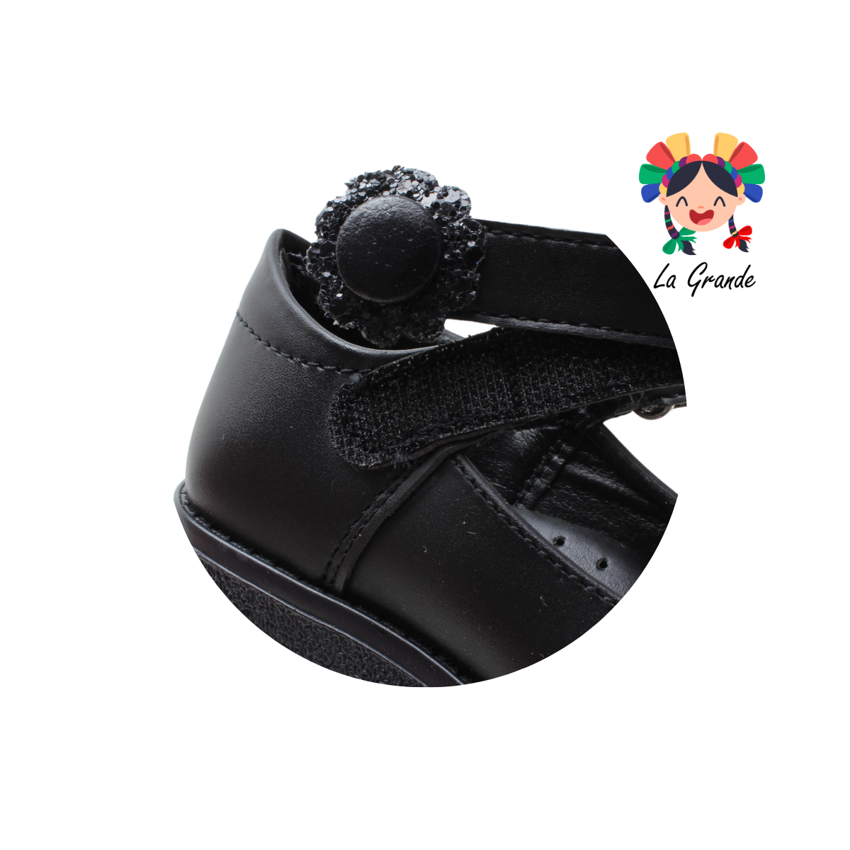 105 DULCE CEREZA Negro Sintético Zapato Escolar para Niña