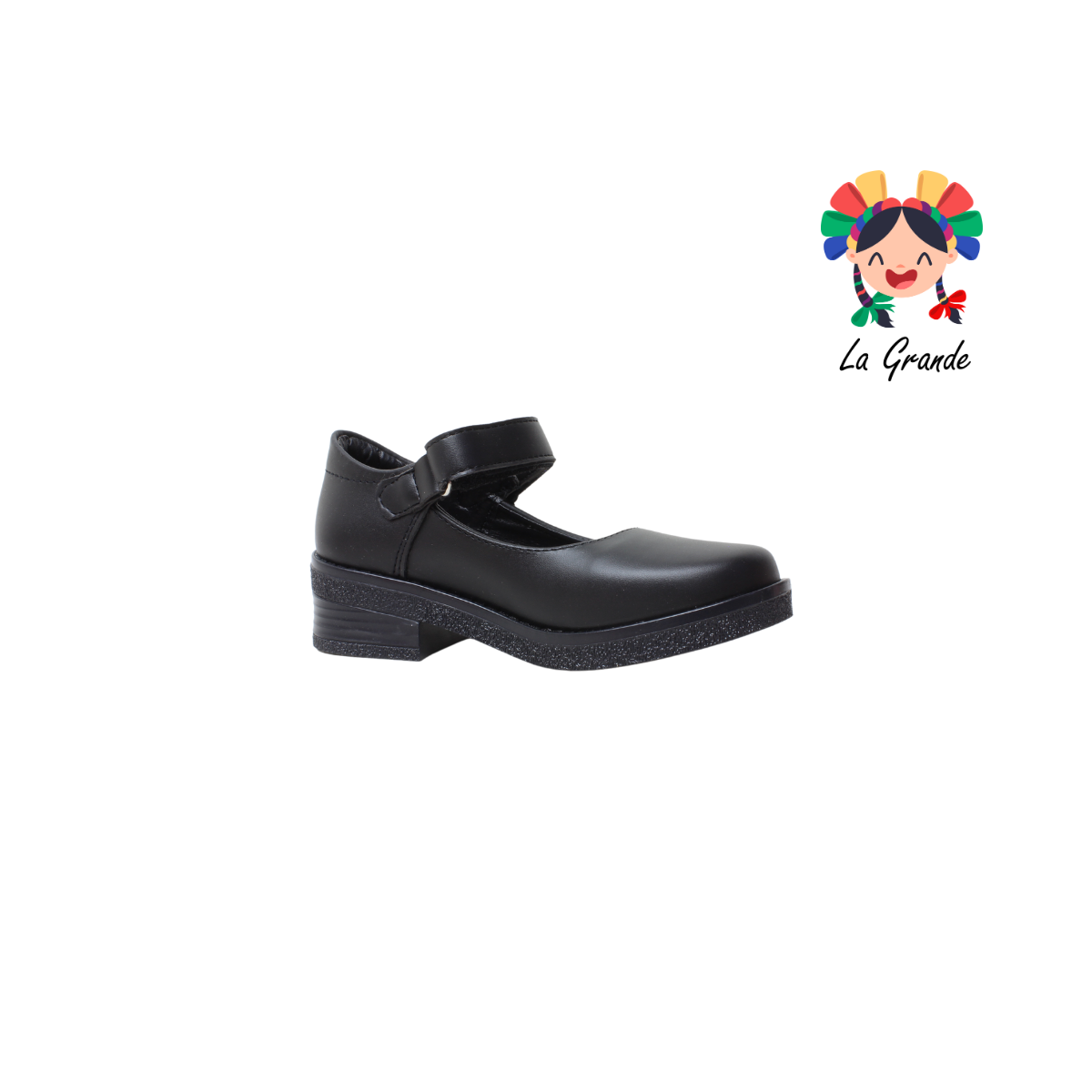 105 DULCE CEREZA Negro Sintético Zapato Escolar para Niña