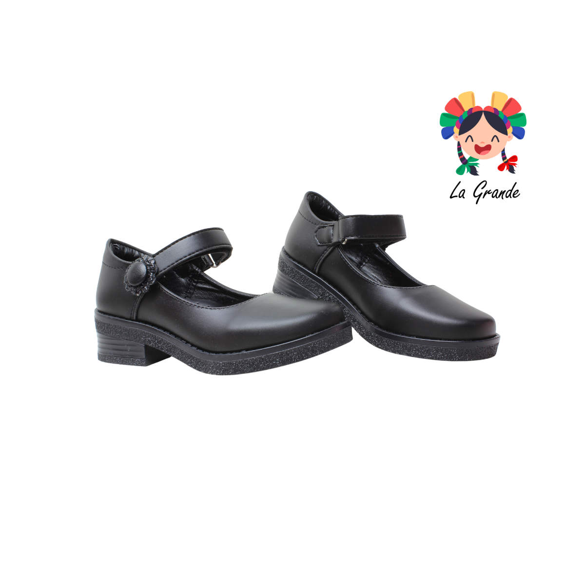 105 DULCE CEREZA Negro Sintético Zapato Escolar para Niña