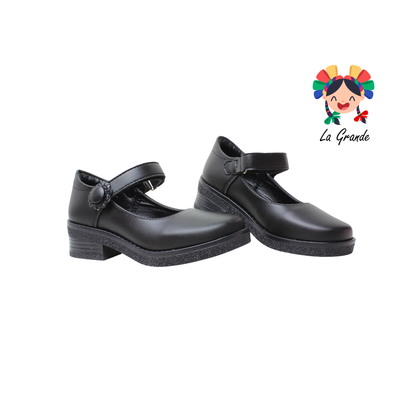 105 DULCE CEREZA Negro Sintético Zapato Escolar para Niña
