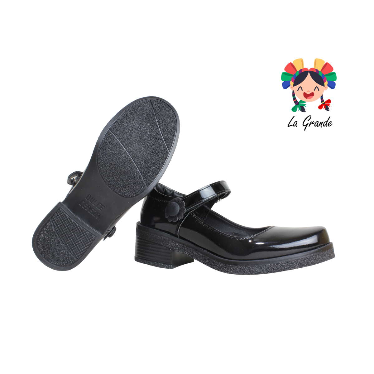 105 DULCE CEREZA Negro Charol Zapato Escolar para Niña