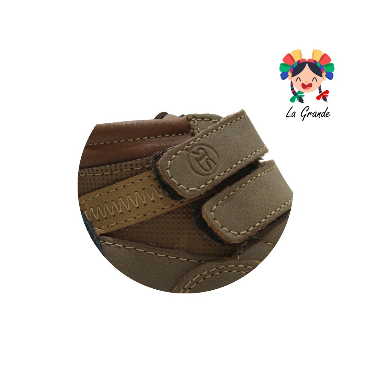 105 ECOLINE Canela Sint Botita Casual de Velcro para Bebé