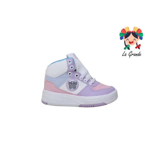 105 LUX-10 Lila Bco Rosa Sintético Tenis Casual para Niña