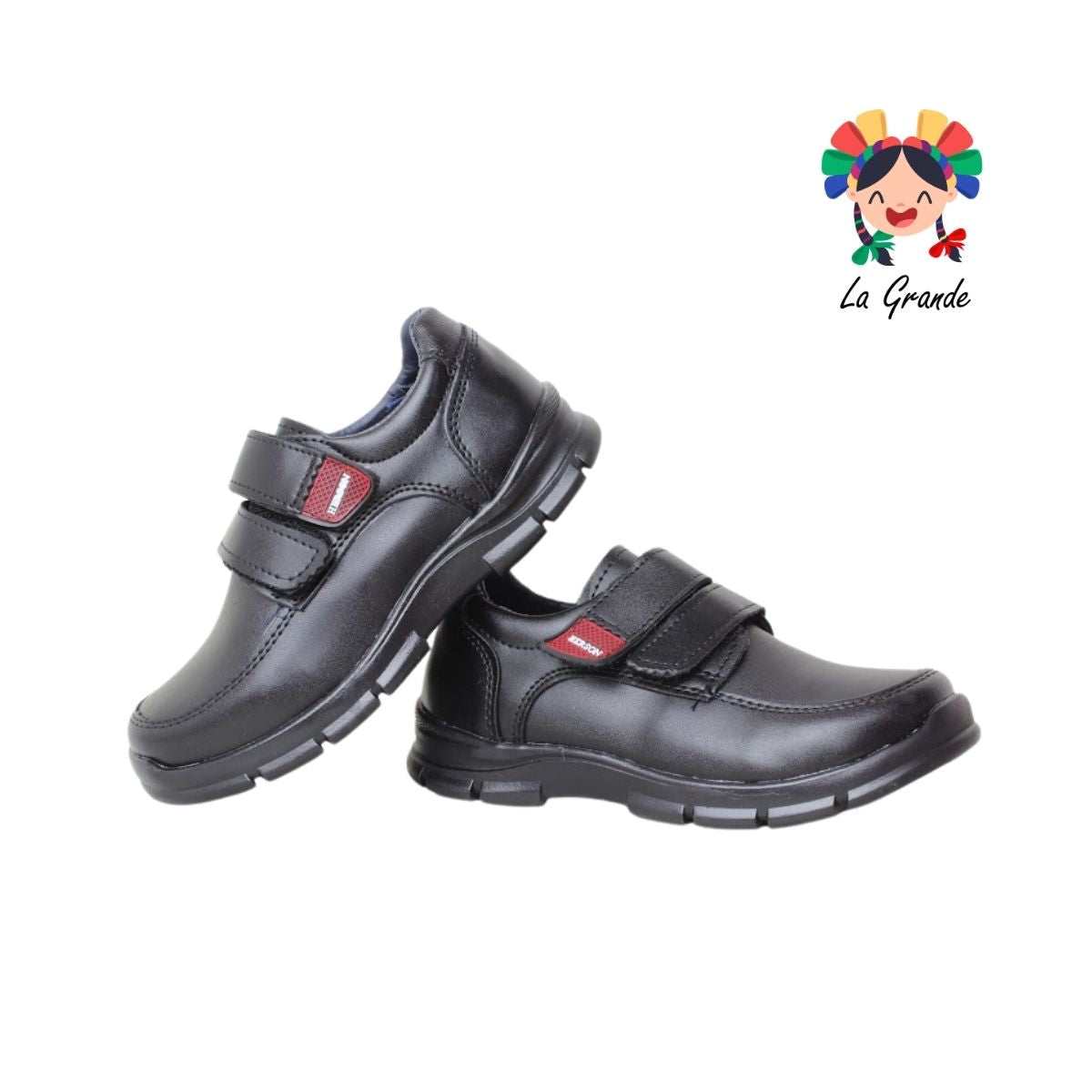 106-1 HERSON Negro Sintético Zapato Escolar para Niño