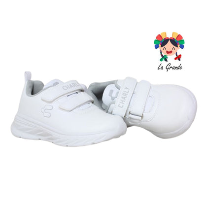 1065145 CHARLY Blanco Gris Tenis Deportivo para niño y niña