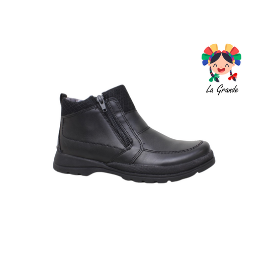 1066 ROKINO Negro Piel Zapato Escolar tipo Bota para Joven