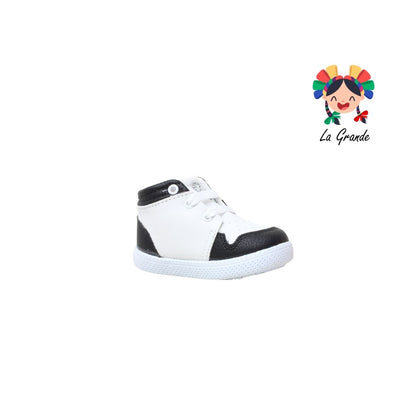 38A72 PEKE KIDS Blanco Negro Sint Tenis Casual para Bebé