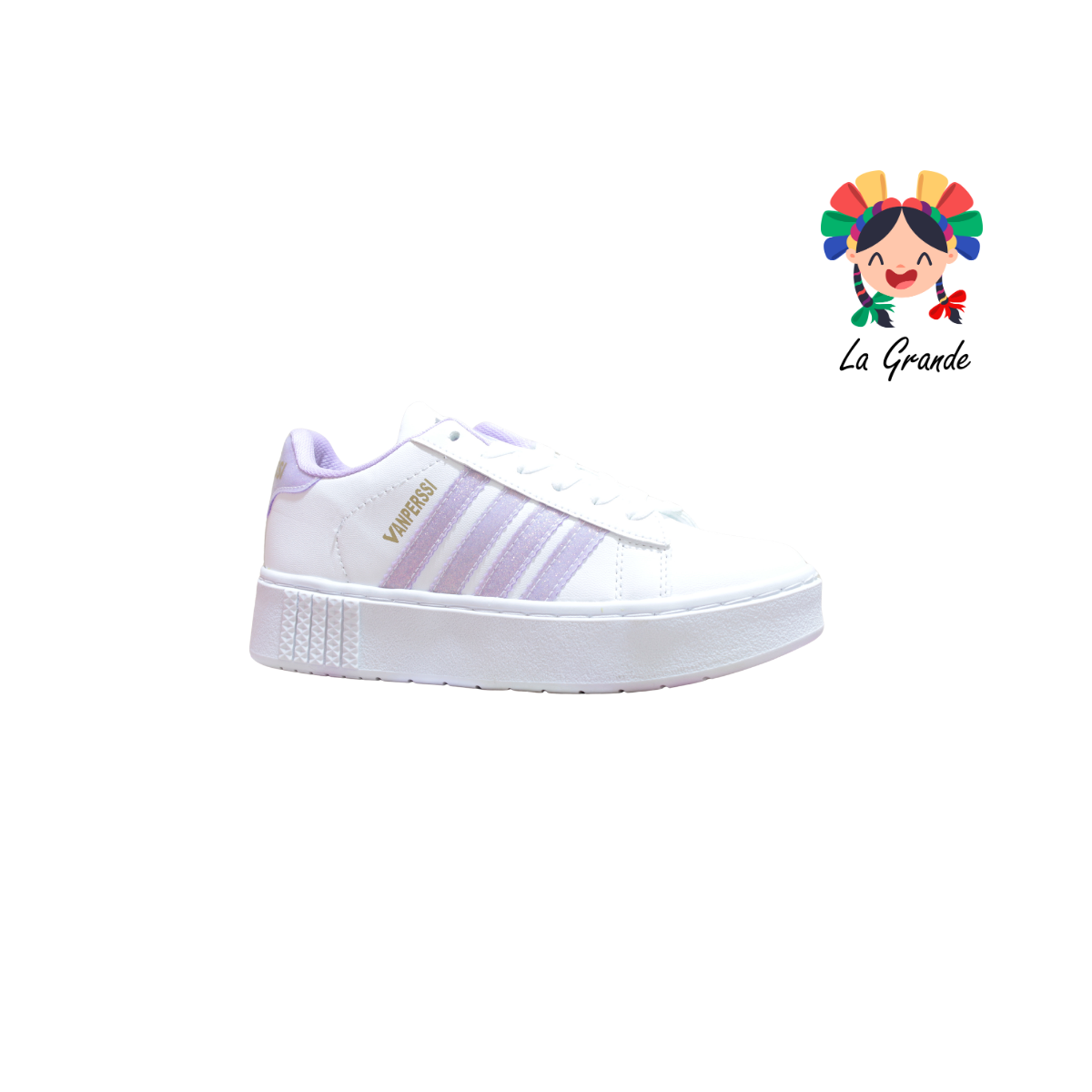 1420 VANPERSSI Bco Lila Barbie Sint Tenis Casual para Dama