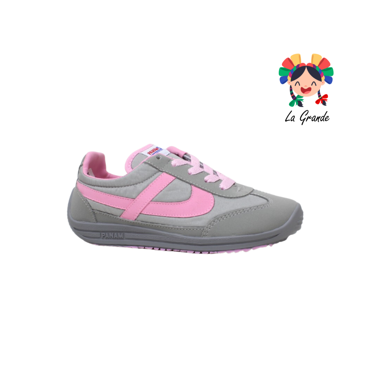1084 PANAM Gris Rosa Textil Tenis Casual Original para Dama