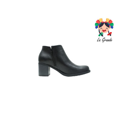 109219-FLEXI Negro Piel Botin Casual con Tacón para Dama
