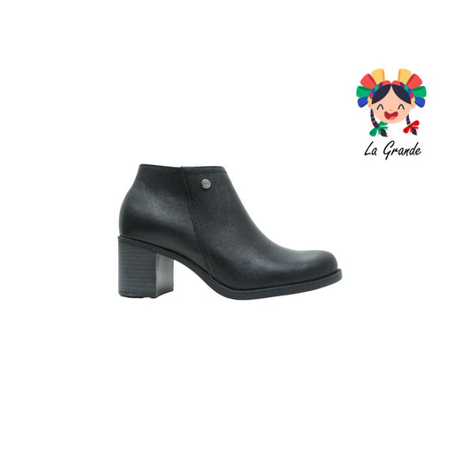 109219-FLEXI Negro Piel Botin Casual con tacón para Dama