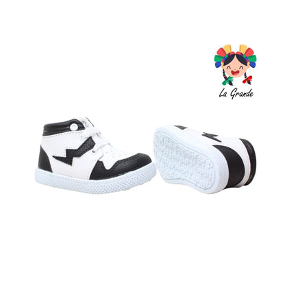 38A72 PEKE KIDS Blanco Negro Sint Tenis Casual para Bebé