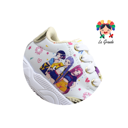 T3-01 DANIELS Blanco Oro Cristal Tenis Casual para Bebé