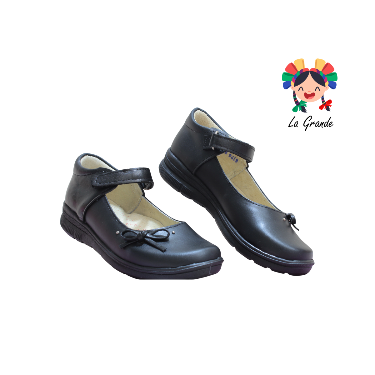 719 WIZZYZ Negro Piel Zapato Escolar para Dama