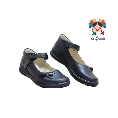719 WIZZYZ Negro Piel Zapato Escolar para Dama