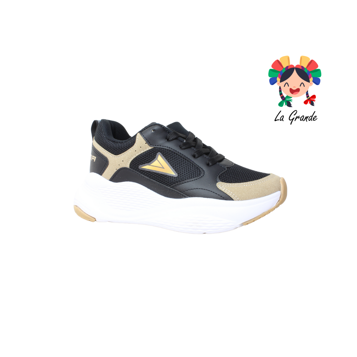 096 PRISMA Negro Camel Tenis Deportivo para Dama