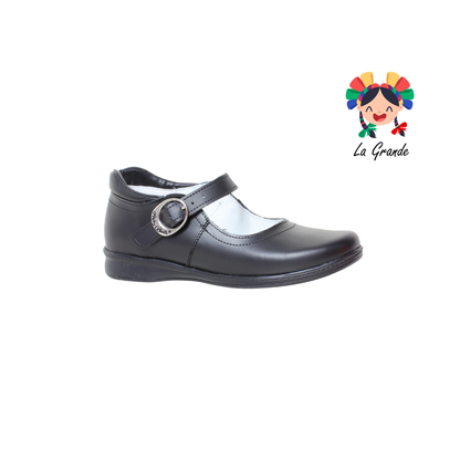 1114 MUJER BONITA Negro Piel Zapato Escolar para Bebé, Niña y Dama