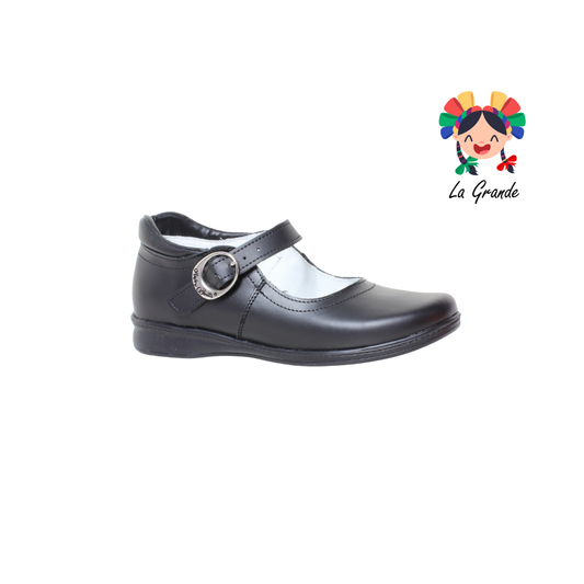 1114 MUJER BONITA Negro Piel Zapato Escolar para Bebé, Niña y Dama