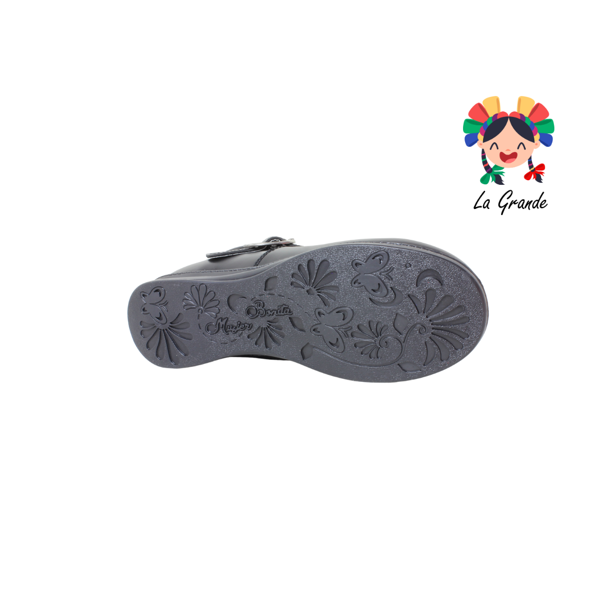 1114 MUJER BONITA Negro Piel Zapato Escolar para Bebé, Niña y Dama