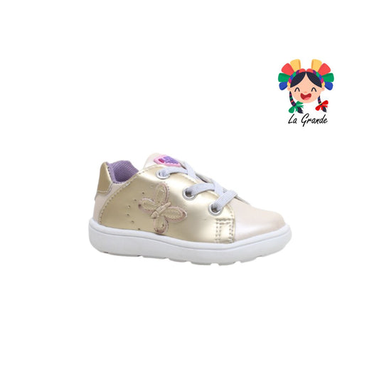 111 LUCHO Oro Rosado Tenis Casual con Mariposa para Niña