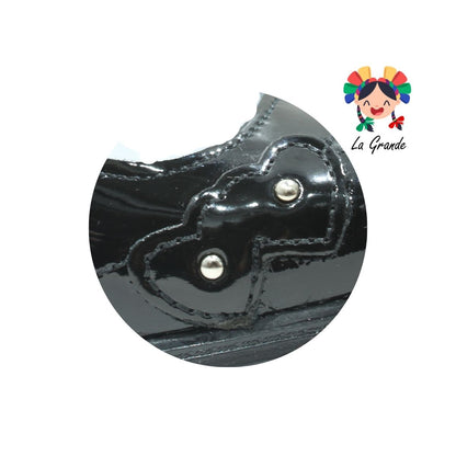 1126 MUJER BONITA Negro Piel Charol Zapato Escolar con Hebilla para Dama