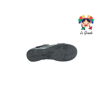 1126 MUJER BONITA Negro Piel Charol Zapato Escolar con Hebilla para Dama