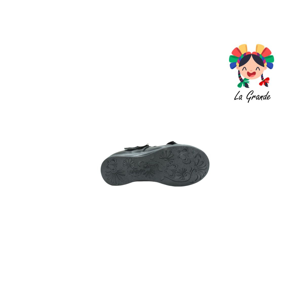 1126 MUJER BONITA Negro Piel Zapato Escolar Corazón para Niña