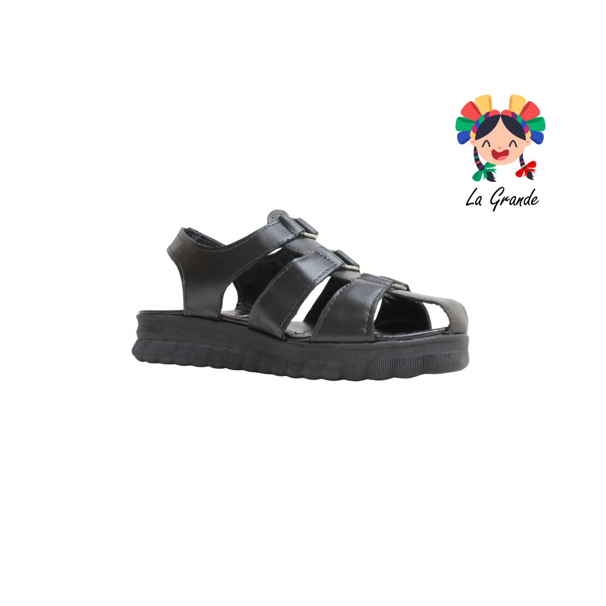 263 MOMISH Negro Piel Huarache para Dama