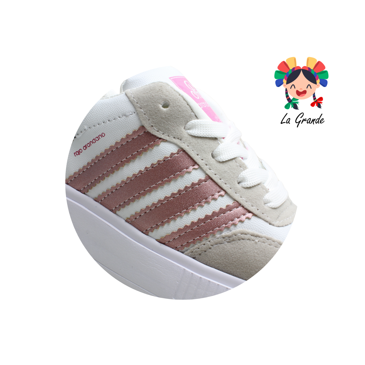 1929 ROJO ARANDANO Bco Cobre Gris  Tenis Casual para Niña
