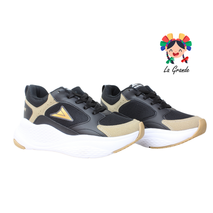 096 PRISMA Negro Camel Tenis Deportivo para Dama