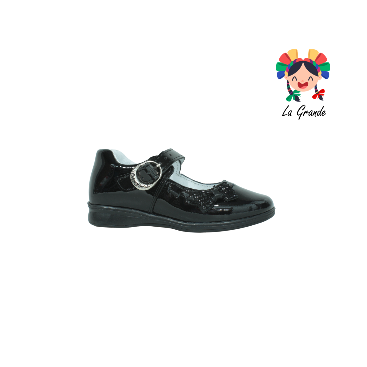 1144 MUJER BONITA Negro Charol Zapato Escolar para Niña y Dama