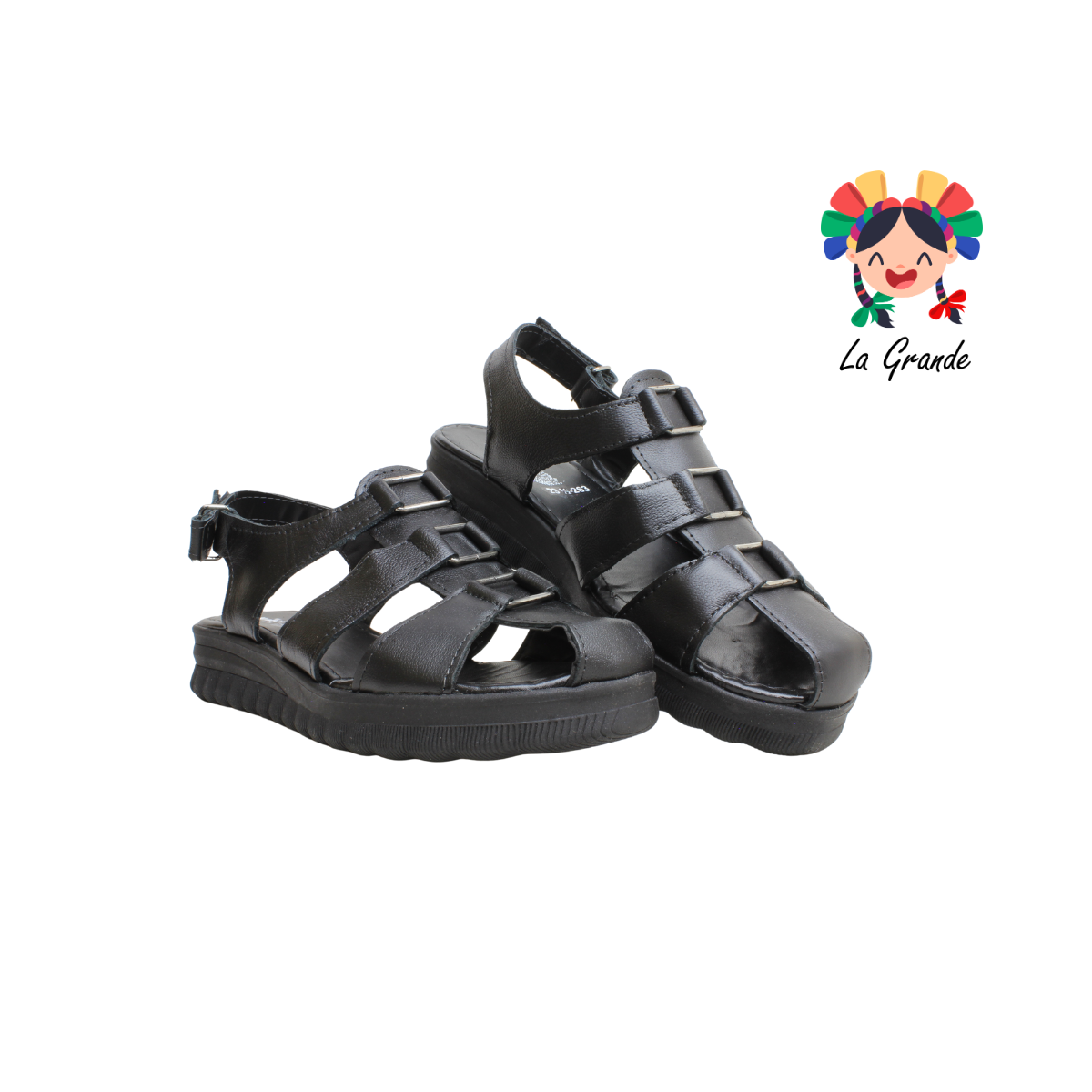 263 MOMISH Negro Piel Huarache para Dama