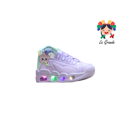 1019-D Dom HARMAN Lila Menta Sint Tenis Casual con Luces para Niña
