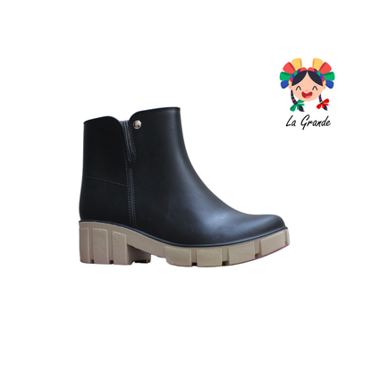 Kenya SANDARELY Negro Beige Botin de Hule para Dama