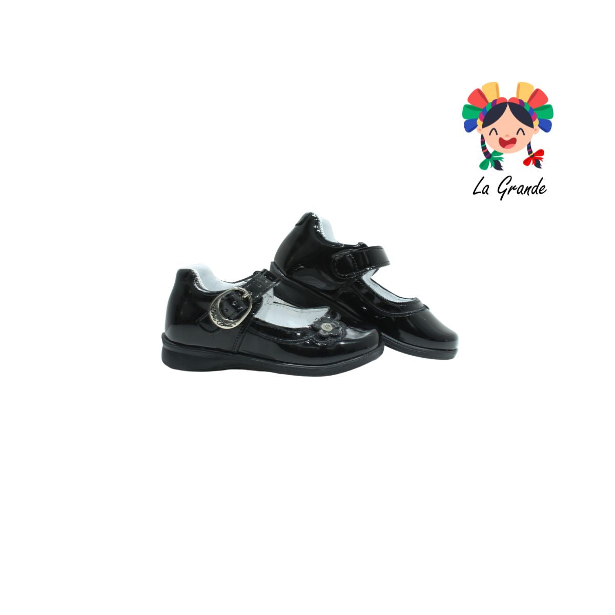 1166 MUJER BONITA Negro Charol Zapato Escolar para Niña