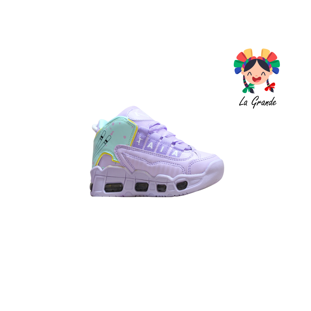 1019-D Dom HARMAN Lila Menta Sint Tenis Casual con Luces para Niña
